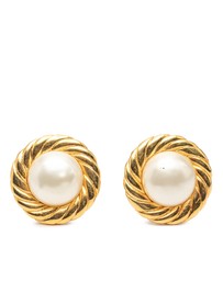 Pre-Loved by Azura Reborn - Pre-Loved Gold Plated Faux Pearl Round Button Clip On Earrings