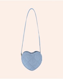 Huxbaby - Stripe Denim Bow Heart Handbag - Kids