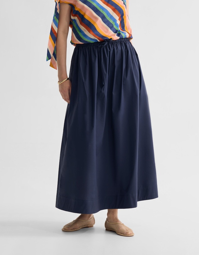 Oxford - Olive Cotton Maxi Skirt