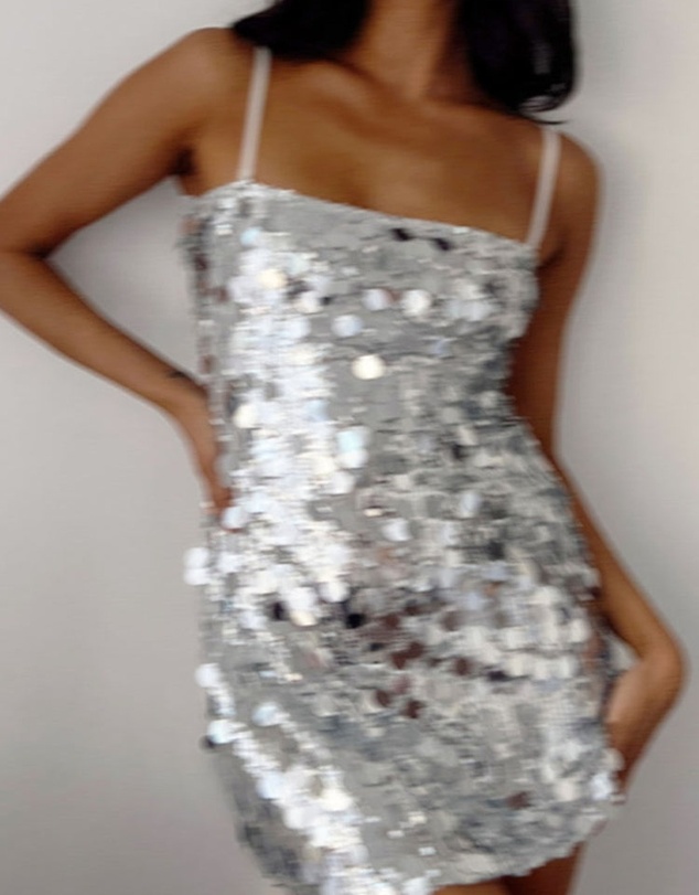 Beginning Boutique - Radiant Silver Sparkle Mini Dress