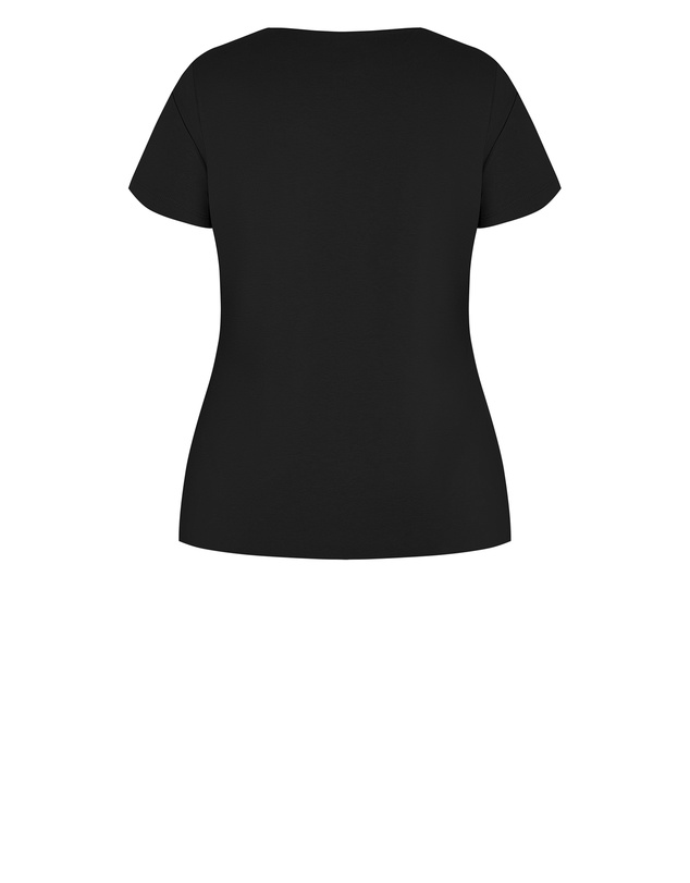 City Chic - Plus size Anny V Neck Top - black