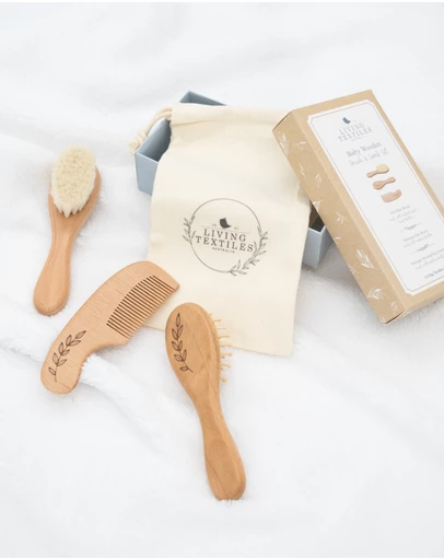 Living Textiles - 3pc Baby Wooden Brush & Comb Set