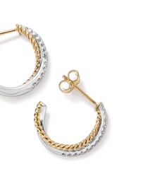 Michael Hill - Crossover Hoop Earrings with .20 Carat TW Diamonds in Sterling Silver and 10kt Yellow gold
