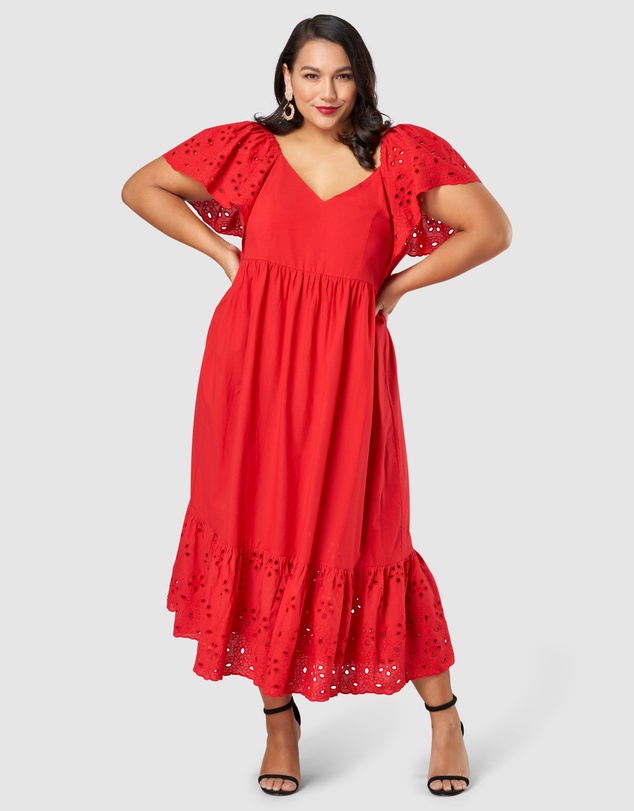 Pink Dusk by Curve Project - Girlz Broderie Maxi Dress