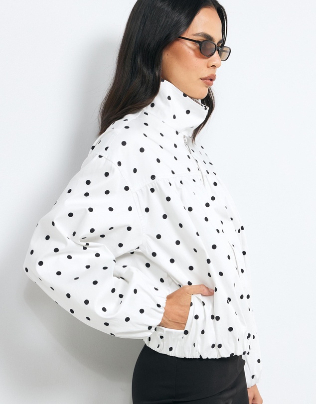 AERE - Polka Dot Funnel Neck Bomber