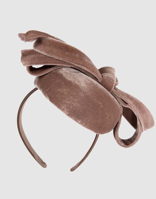 Max Alexander - Velvet Taupe Winter Pillbox Fascinator