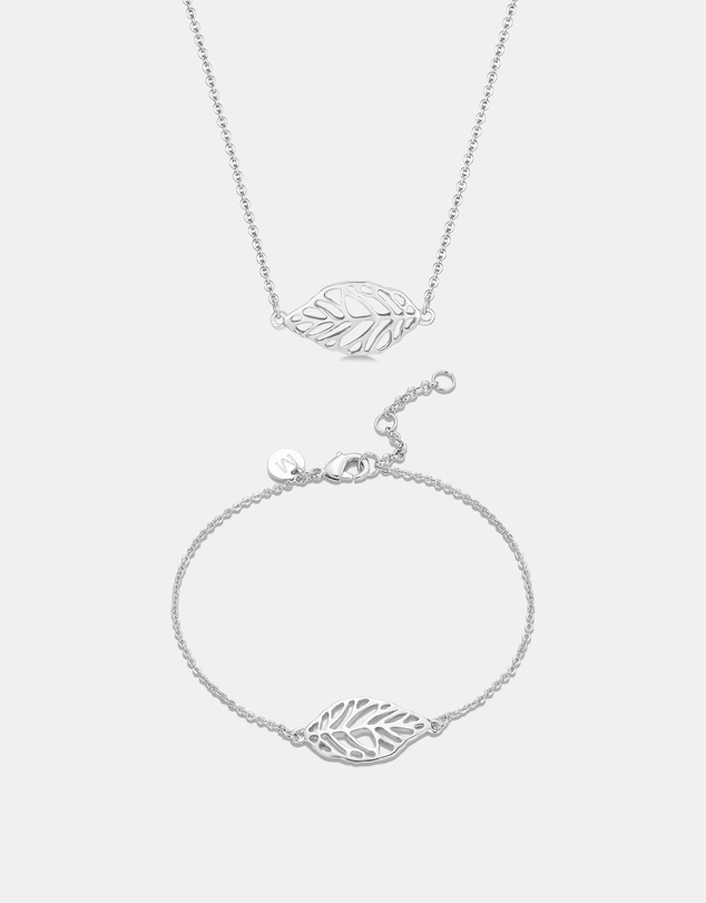 Mestige - Flourish Necklace & Bracelet Set - Silver Plated