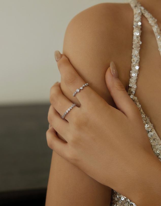 Ania Haie - Ania Haie Silver Bezel Cubic Zirconia Zig-Zag Ring