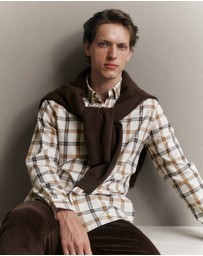 Trenery - Two Tone Check Shirt in Dark Camel