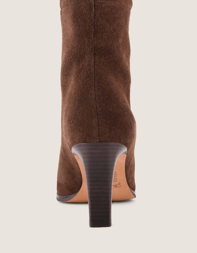 Shelly Shen - Leighton Heel Long Boots Brown Suede