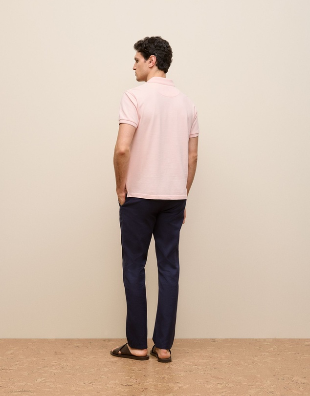 Trenery - Pique Monogram Short Sleeve Polo in Soft Pink