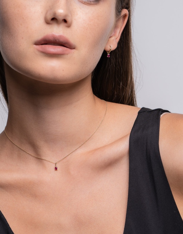 Luna Rae - Solid Gold - Ruby Necklace