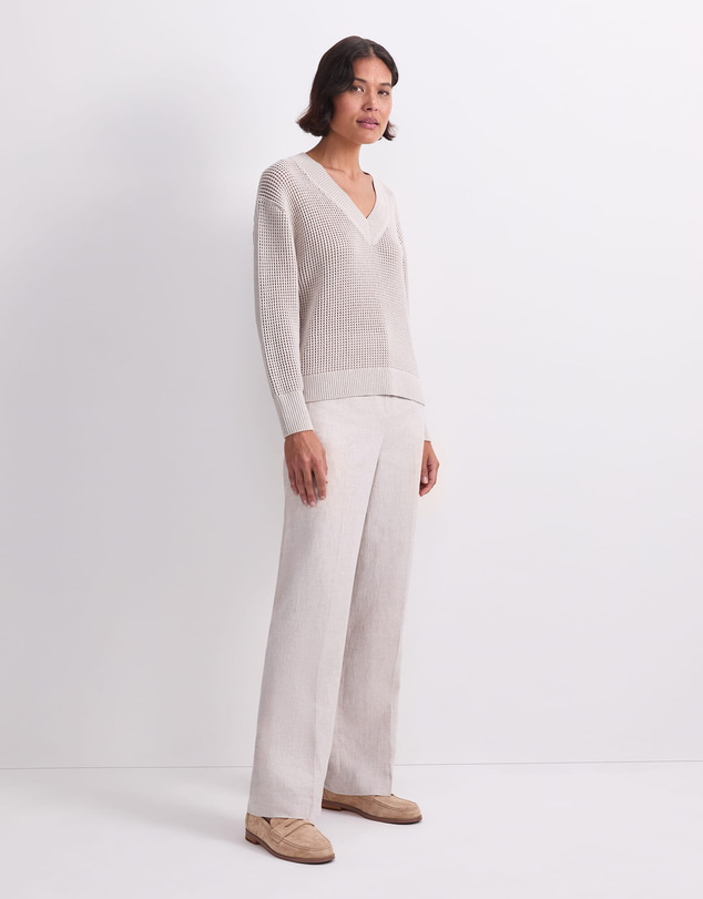 Sportscraft - Cotton Crochet V Neck Knit