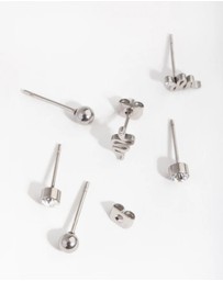 Lovisa - Titanium Diamante Snake Stud Pack Earrings