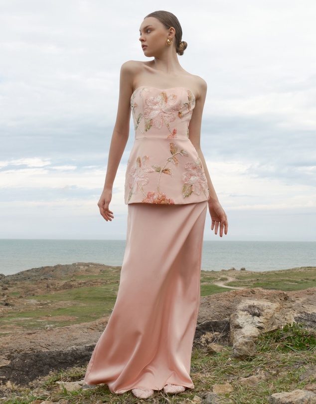 JUSTIN TONG - Ellaire Beaded Cascade Dress