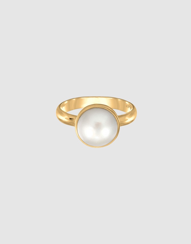 Elli Jewelry - Mother of Pearl Ring in Gold-Plated 925 Silver