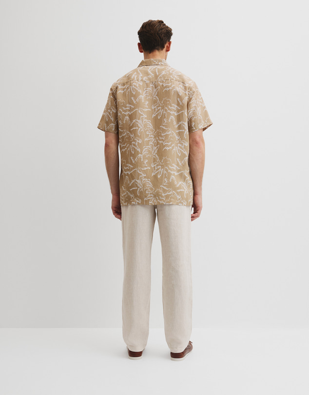 Country Road - Tencel Linen Palm Print Short Sleeve Shirt