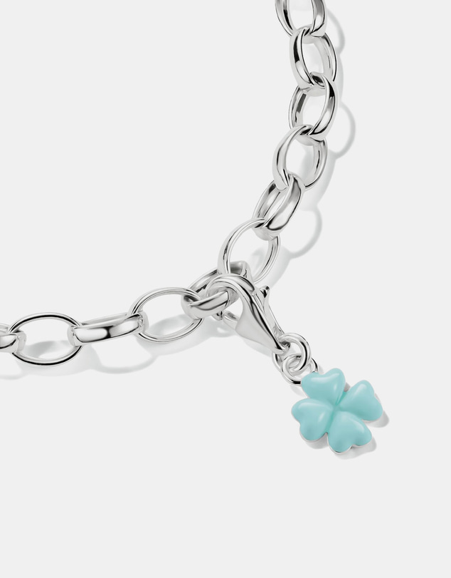 THOMAS SABO - Silver-Plated Four-Leaf Clover Charm with Green Enamel