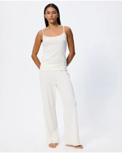 Hunkemoller - Cami Pointelle Lace Hearts Pyjama Set