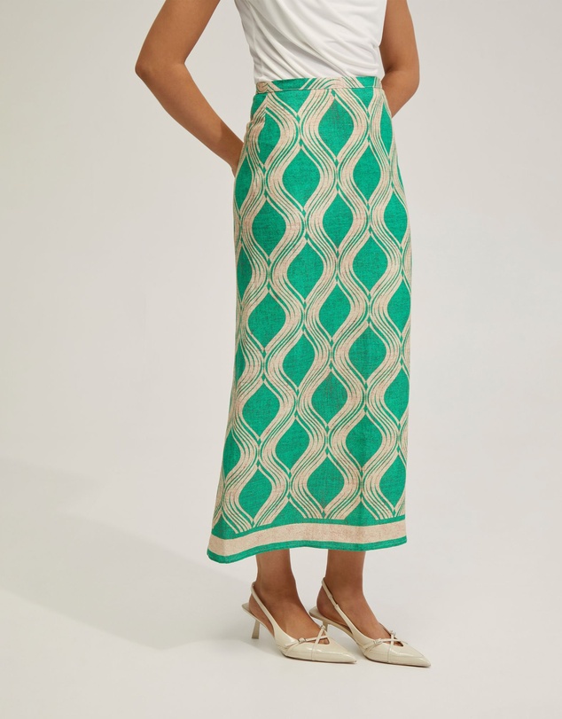 Oxford - Grechen Linen Blend Printed Skirt