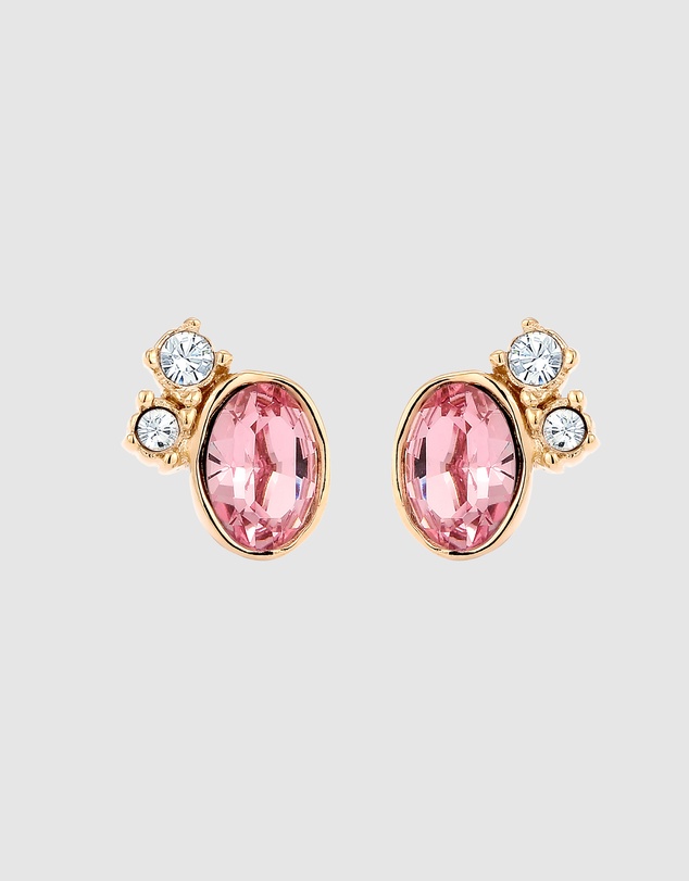 Elli Jewelry - Crystal Oval Stud Earrings in Gold-Plated 925 Silver