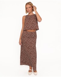 Petal & Pup - Madison Linen Cropped Tank - Brown Floral