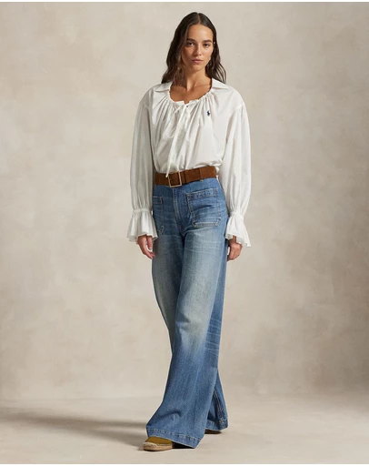 Polo Ralph Lauren - Tie-Neck Cotton Poplin Top