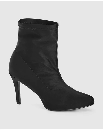 City Chic Women's Calista Wide Fit Ankle Boot - Faux Suede, Pointed Toe, Lace-Up Front, Block Heel