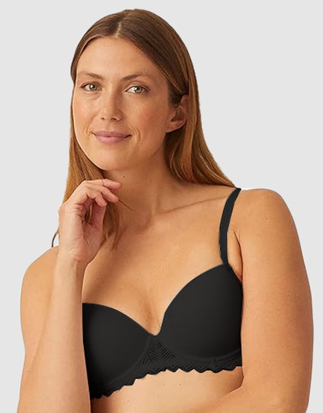 Naturana - Seamless Padded Underwire T-Shirt Bra With Lace