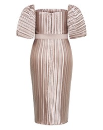 City Chic - Plus size Krista Pleat Midi Dress - champagne