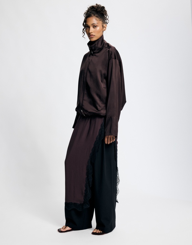 Lover - Sienna Satin Funnel Neck Bomber Jacket