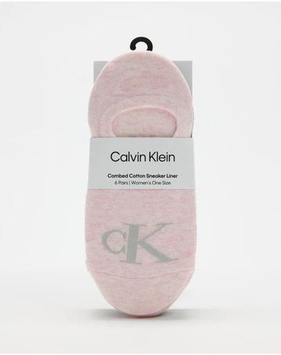 Calvin Klein - 3-Pack Monogram Flat Knit Liner Socks