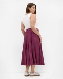 City Chic - Plus size Sueded Pleat Midi Skirt - bordeaux