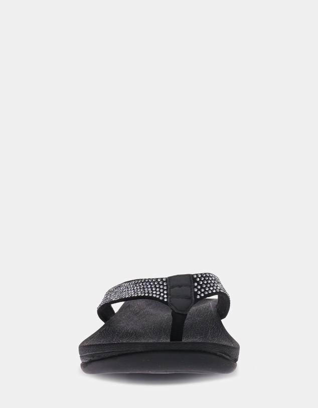 Mia Vita - Allora Toe Post Sandal - Black Rhinestone