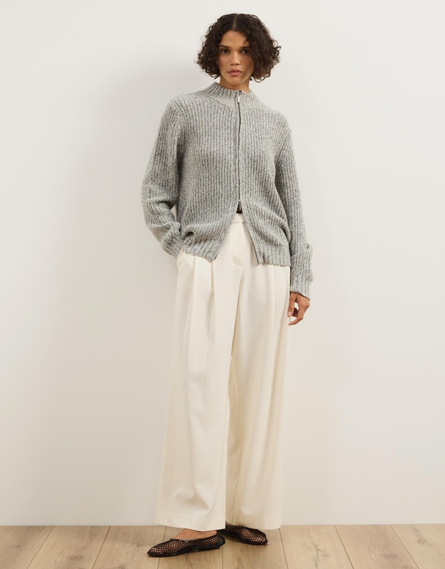 Atmos&Here - Mika Mottled Chunky Knit Zip Jumper