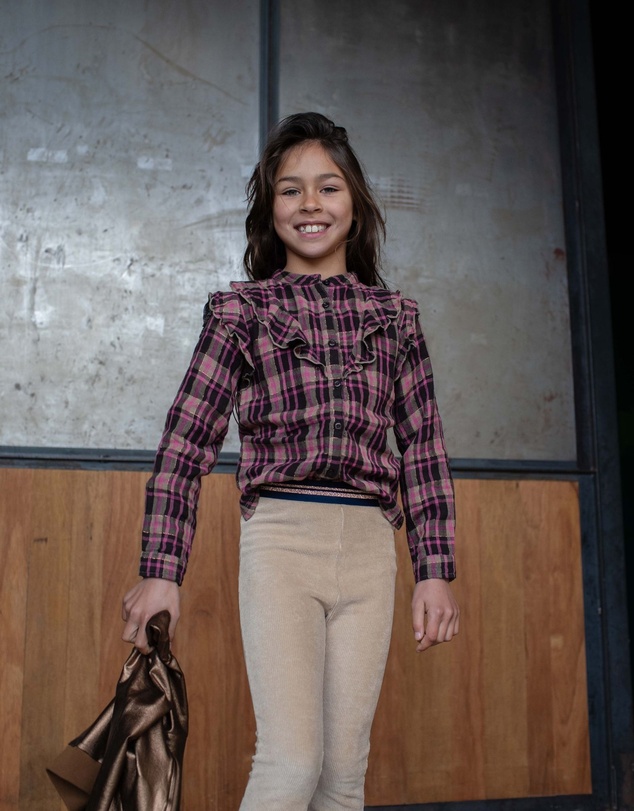Quapi - Katinka Long Sleeve Check Blouse - Kids-Teens