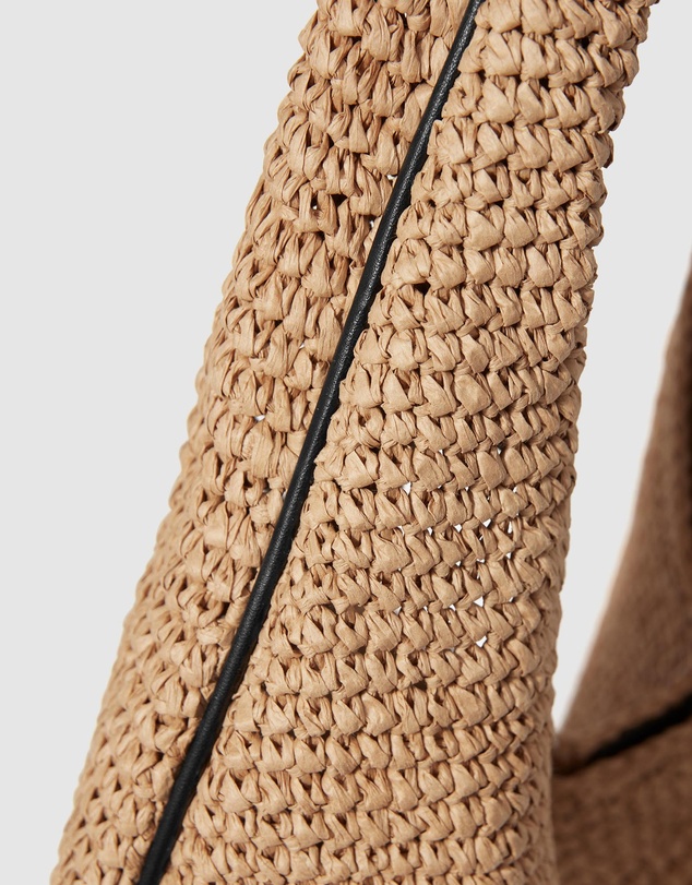 & Other Stories - Leather-Piping Straw Shoulder Bag