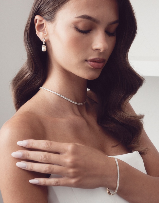 The White Collection - Sidney Necklace - Baguette Silver Bridal Necklace