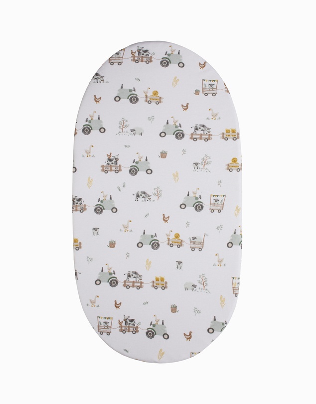 Living Textiles - Organic Bedside Sleeper Fitted Sheet - Tractor Ride