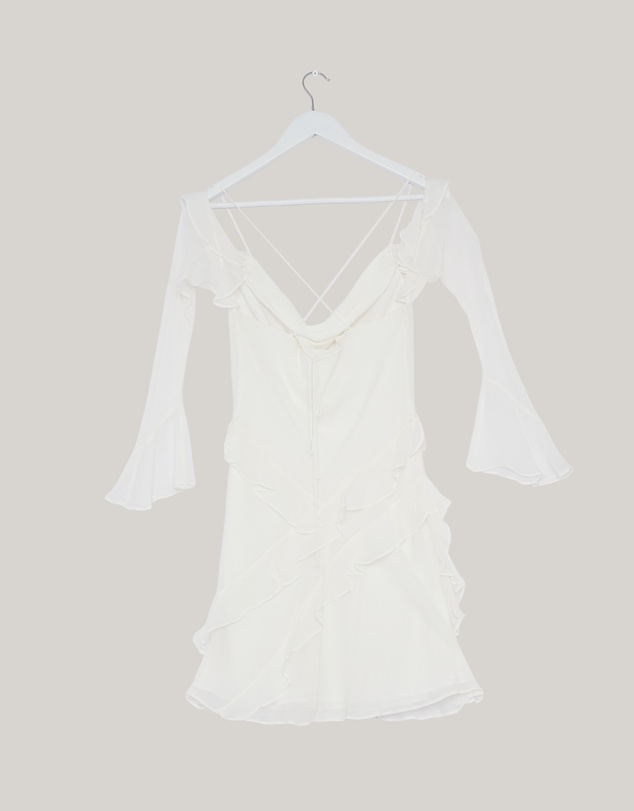 Revibe - Repaired Shona Joy Lira Long Sleeve Ruffle Mini Dress - AU 10