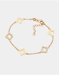 Elli Jewelry - Bracelet Crystal Cloverleaf 925 Sterling Silver Gold-Plated
