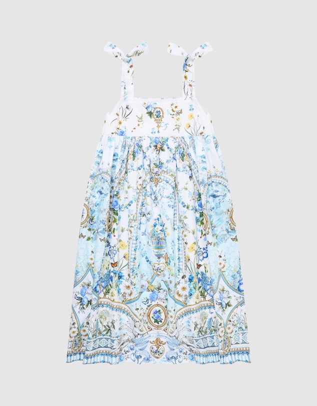 Camilla - Tie Strap Maxi Dress With Pintucks - Kids-Teens
