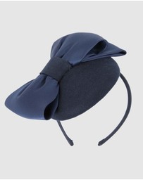 Max Alexander - Felt Navy Winter Pillbox Fascinator with Bow