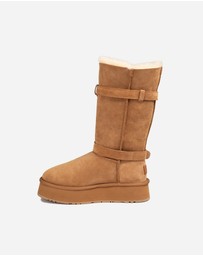 Ozwear Connection Uggs - Ugg Classic Platform Buckle Long Boots (4.5cm) (Water Resistant)