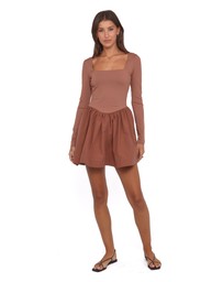 Petal & Pup - Sheena Long Sleeve Mini Dress - Mocha