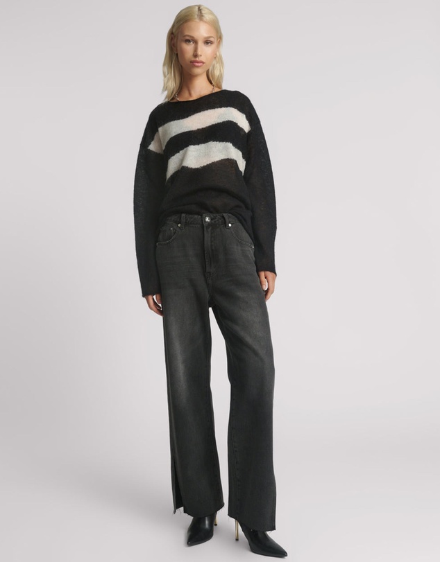 ONE TEASPOON - Billie Low Slung Straight Leg Mid Waist Denim Jeans - Faded Black
