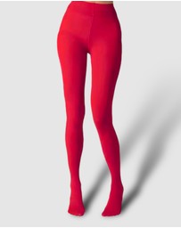 High Heel Jungle - Cherry Red Luxe Opaque Tights