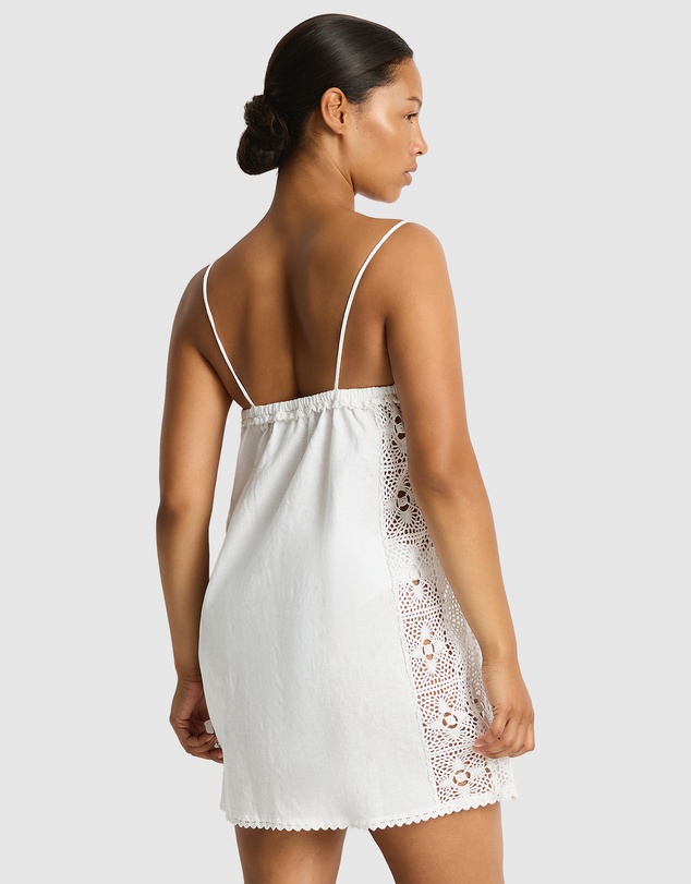 Sea Level Australia - Shore Linen Panelled Bandeau Lace Short Dress