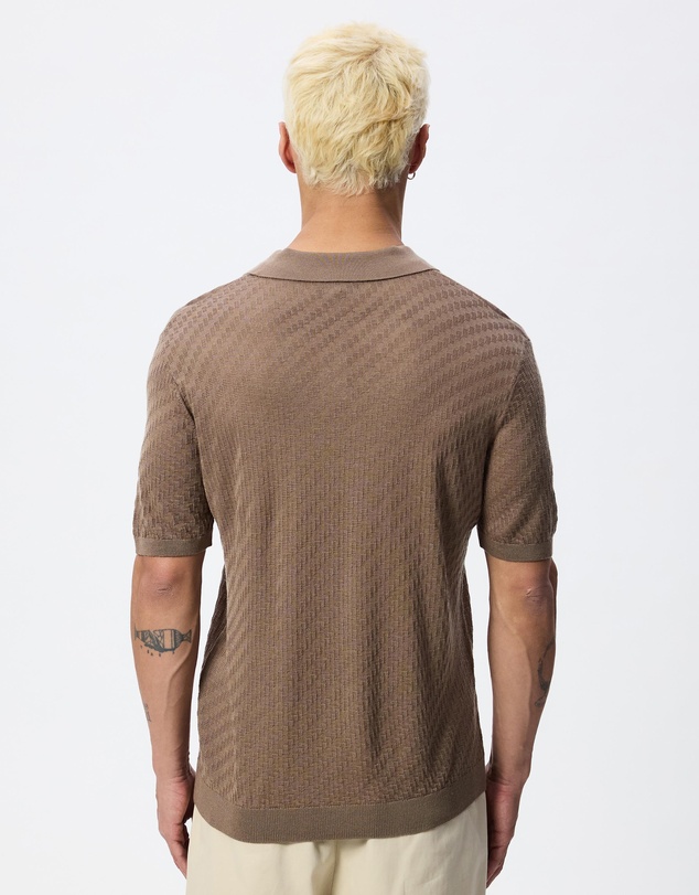 Emporio Armani - Polo-Collar Link Stitch Plain Knit Jumper