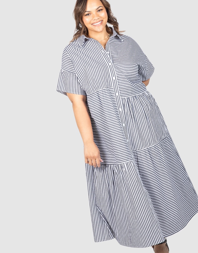 Love Your Wardrobe - Tiana Stripe Tiered Dress